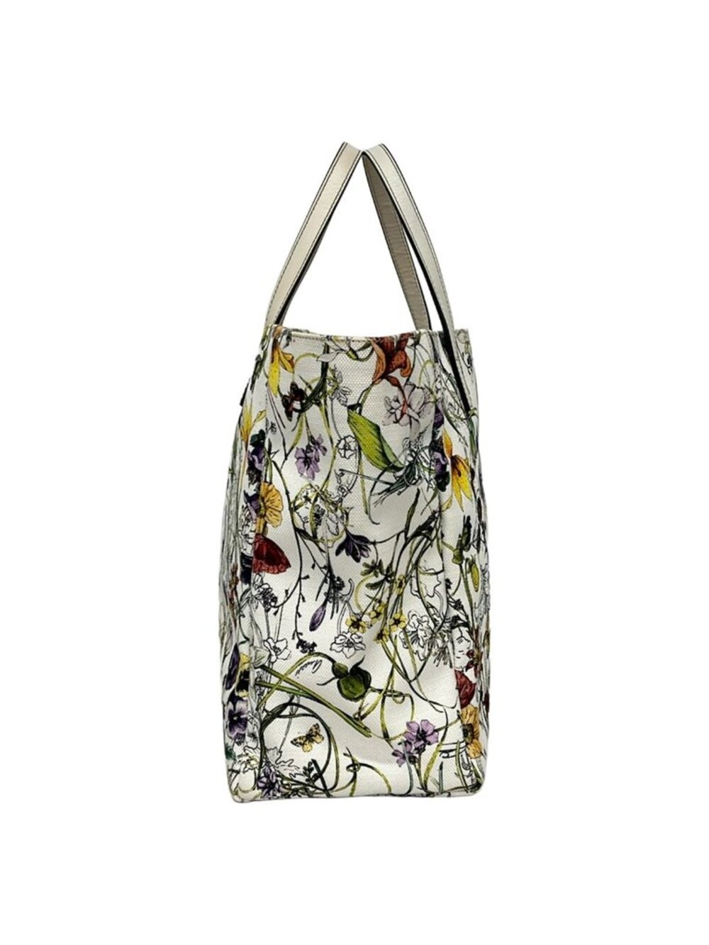 ★SOLD★ Gucci Tote Flora Ivory Green Multi Floral Pattern Leather - Picture 2 of 10